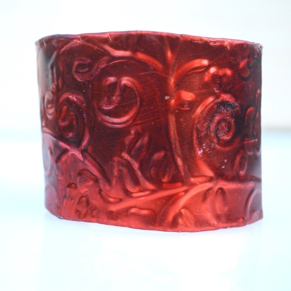 Handmade Solid Copper Cuff Bracelet Candy Apple Red Patina  Boho, Rustic Gift - Picture 4 of 8